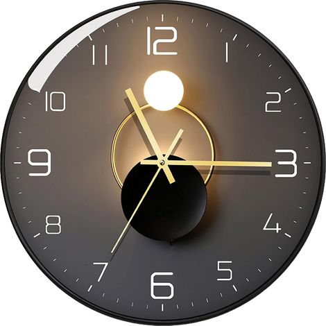(Bordure noire) horloge lumière et ombre art silencieux salon horloge murale célébrité Internet horloge à quartz personnalisée simple lumière horloge murale de luxe (1/4)