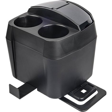 Papelera con portavasos para coche, papelera extragrande, papelera para interior de coche, con portavasos, negra (1/5)