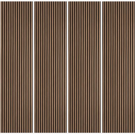 4 paneles acústicos decorativos 240 x 60 cm madera de nogal oscuro Kover-NS