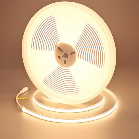 24V 10M Neon COB Ruban LED Blanc Chaud 3000K IP67 étanche 312LEDs/M CRI 93+ 6300lm 11W/M Lueur Uniforme Flexible Bande LED Autocollante pour Accueil Décorer(Alimentation non Incluse) (1/5)