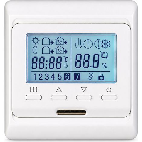 Thermostat Wi-Fi E51.716 pour chauffage électrique au sol, 16 A, écran LCD, programmation 7 jours (1/5)