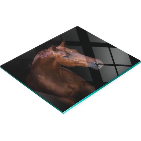 Tabla de cocina decorativa multifuncional de vidrio con diseño de caballo marrón, 60x52 cm. (1/5)