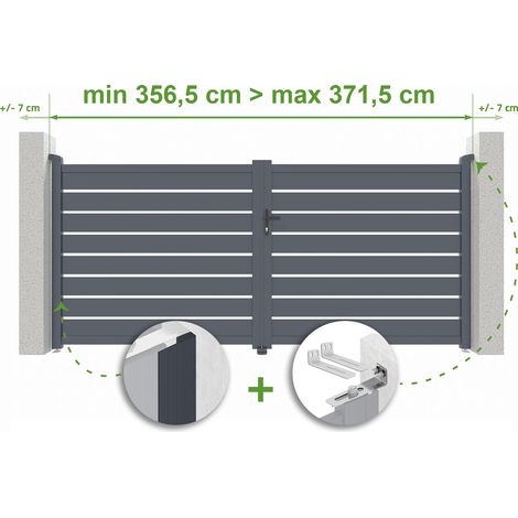 Verstellbares Drehtor Breite 3,5m VOGEL H.160cm grau Aluminium (1/4)