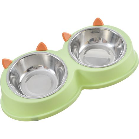 Gamelle multifonctionnelle en acier inoxydable pour chats et chiens, inclinée et anti-déversement. (1/5)