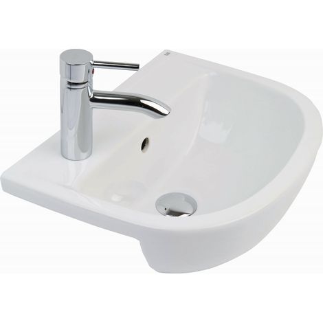 RAK Compact 400mm Left Hand Semi Recessed Basin with 1 Tap Hole - CO0905AWHA (1/3)