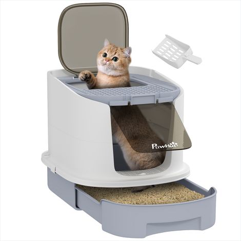 Bac à litière fermé pour chat avec pelle et sachets Polypropylène (1/5)