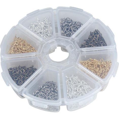 Lot de 800 Crochets à Vis en Métal Solides 4x10mm pour Création de Bijoux et Bricolage, Structure Résistante et Facile à Utiliser Couleur Aléatoire (1/5)