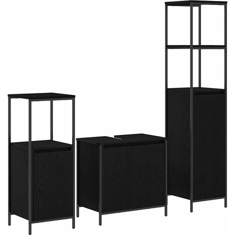 Maison Exclusive - Badezimmermöbel-Set 3 pcs Schwarz Eichen-Optik