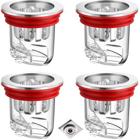 Clapet Anti Odeur Anti-Odeur Drain de Sol Douche pour Machine à Laver Trous Drainage Salles Bains et Cuisines 4 pièces Transparent (1/5)
