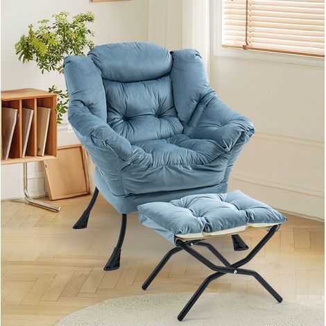 Sillón relax ergonómico de metal azul claro OKMYHOME (1/4)