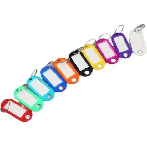 20 Porte Clef Etiquette en Plastique 10 Couleurs, étiquettes Inscriptibles pour clés de maison, étiquettes à bagages, de Nom D'animal de Compagnie Étiquettes (1/4)
