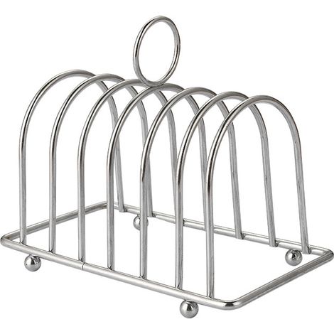 Sollbry Porte-Toast Métallique Argenté 6 Tranches - Support à Pain avec Poignée - 14,5x8 cm - Accessoire Petit-Déjeuner Élégant pour Cuisine ou Buffet (1/5)