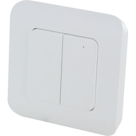 Interrupteur double sans fil 433 MHz – Compatible DiO Hub – Pour installation intérieure – PVC blanc (1/5)