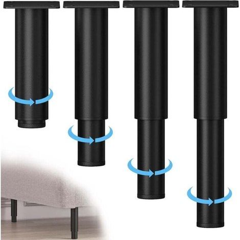 Ulisem 4 gambe per mobili regolabili, altezza regolabile da 20 a 37 cm, gambe in metallo con viti per mobili, divano, letto, comodino, cucina, armadio (1/4)