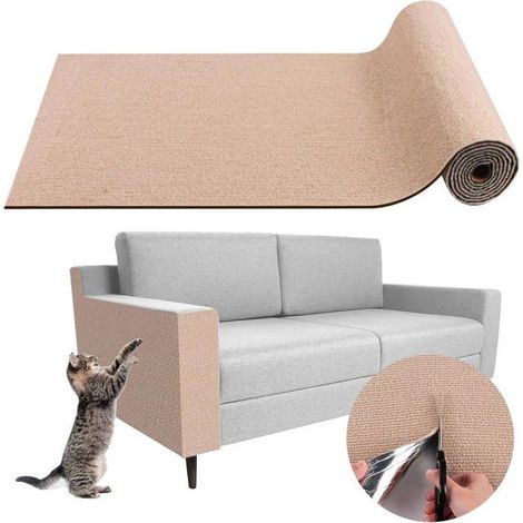 Tapis Griffoir Chat Adhésif 40x200cm Kaki - Protection Canapé Anti-Griffes - Tapis Grattoir Durable pour Chat d'Intérieur (1/5)