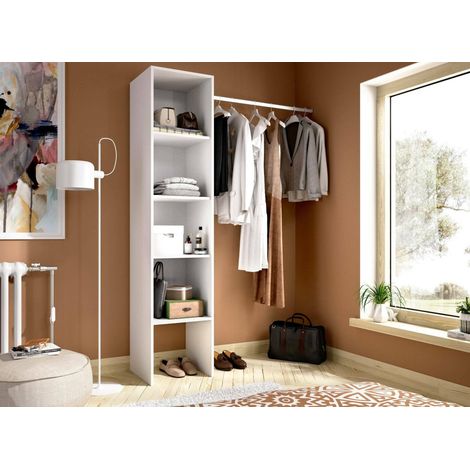 Dmora - Armario Presanella, Estructura para vestidor, Perchero abierto, 138x40h186 cm, Blanco (1/4)