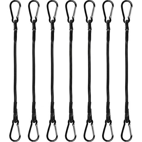 Elastic Bungee Cord with Carabiner Hooks, 7 Pieces, Elastic Bungee Cord 30cm x 6mm, Heavy Duty Elastic Strap with Metallic, Expander for Luggage, Tent Tarpaulin Bike and Tensioner Sail Shade (1/5)