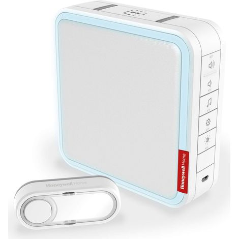 Honeywell Home DC917S Kit Campanello Senza Fili 200 m con Alone Luminoso e Melodie Personalizzabili, Bianco