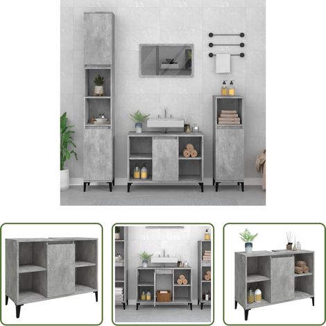 vidaXL Betonfarbe - Waschbeckenunterschrank Betongrau 80x33x60 cm Holzwerkstoff (1/5)
