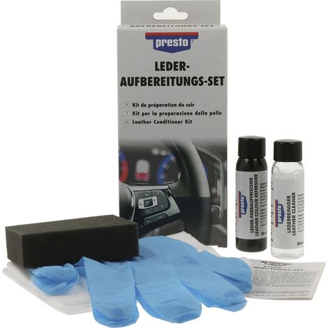 Presto Leder Pflege Set - Lederpflege Auto, Kleidung und Möbel ideal zur Lederlenkrad Aufbereitung (1/2)