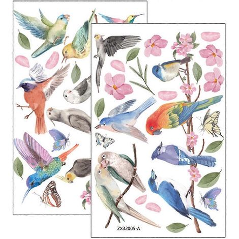 2 feuilles d'autocollants anti-collision en forme de colibri pour vitres, décoration de salon et de chambre.-45X30CM (1/3)