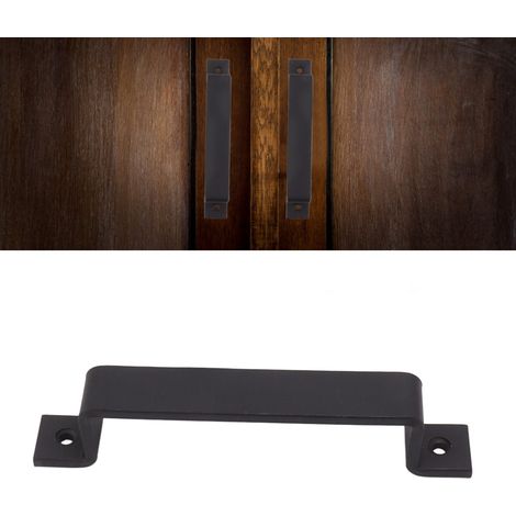 Poignée de portail robuste transfrontalière, poignée de porte coulissante de style américain, installation facile, grande poignée pour porte en bois, montage en surface, 9709 noir - 178 (1/5)