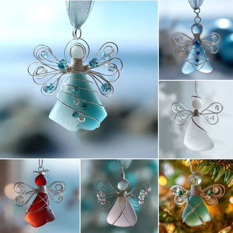 Angel - Ornement En Verre De Mer - Décoration De Noël Côtière - Pour Arbre À Cadre Fenêtre Ou Cadeau - 1 Pièce (1/5)