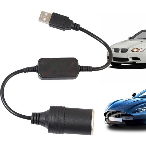 Câble adaptateur USB vers prise allume-cigare Rallonge allume-cigare avec câble adaptateur pour voiture, camion, SUV et autres véhicules. Accessoires intérieurs