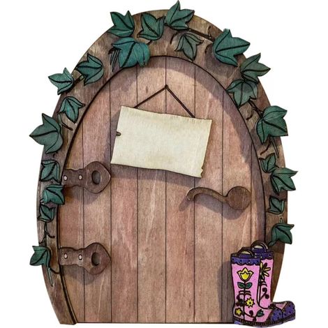 Porte Fée de Jardin Ornement en Bois Décoration de Jardin