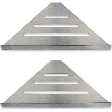 Organiseur de douche d'angle pour salle de bain Pack de de 2 en acier inoxydable, XU, Design d'angle moderne haut de gamme Organisateur de douche mural et facile à installer Support étagère - KZQ (1/4)
