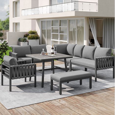 Sofa Sitzmöbel Lounge Set Metall Seilgeflecht OKMYHOME (1/5)