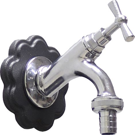 Rubinetto in ottone modello 303 completo di rosone margherita per casa fontana vasca lavello finitura ottone a scelta : cromato