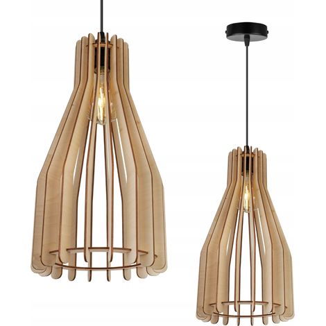 MODERNE LED-DECKENHÄNGELAMPE AUS HOLZ
