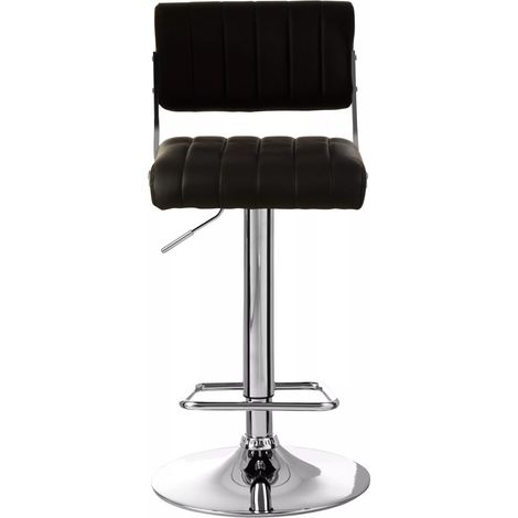 Interiors by Premier Black Channel Design Seat Bar Stool, Adjustable Height Kitchen Bar Stool, Footrest Swivel Barseat (1/5)