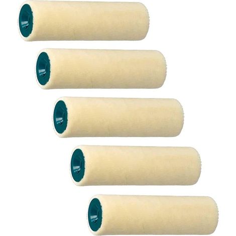 VELOURS lot de 5 rouleaux 100 mm ROTA Laqueur Travaux soignés tendu, Pure laine 4 mm