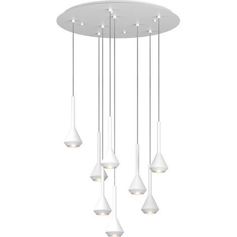 Lampadario Moderno Aygo Metallo Bianco 8 Luci Gu10