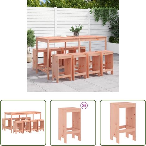Holzbar -  9-tlg. Gartenbar-Set Massivholz Douglasie (1/5)
