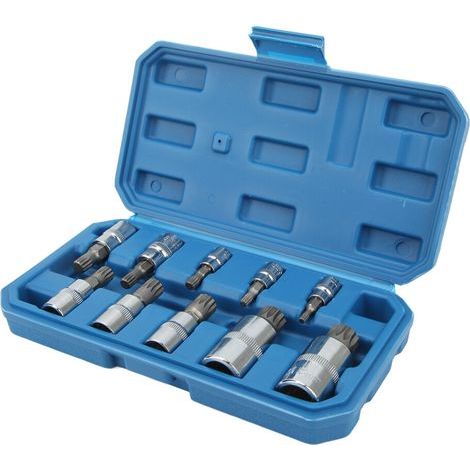 Convient pour un jeu de 10 clés à douille cannelées à trois voies – en acier au chrome-vanadium, portable et précis. (1/2)