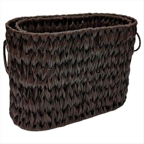 Panier De Rangement - Osier Plastique Imperméable - Avec Poignées - Pour Garde-Manger Salle De Bain Cuisine - 1 Pièce (1/5)