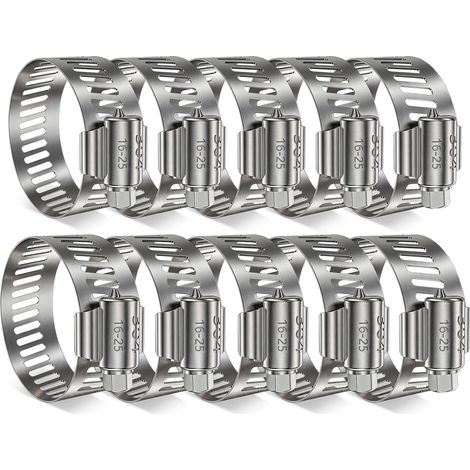 Lot de 10 Colliers de Serrage 16–25 mm en Acier Inoxydable (1/5)