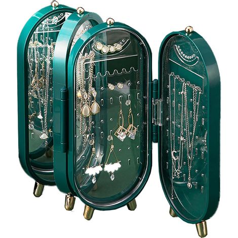 BoTe à Bijoux Organisateur à Bijoux Femme PréSentoir de Luxe LéGer PréSentoir de Luxe LéGer Accueil Exquis Convient Pour Cadeaux de Vacances Petite Vert Pliant 11.56.523.5cm (1/5)