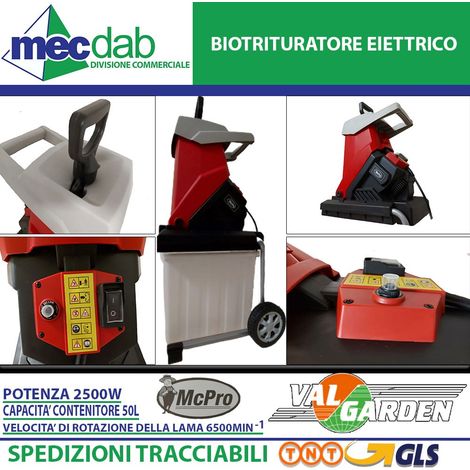 MC-PRO MC54250-40B - Biotrituratore Elettrico 2500W Capacità Taglio 40mm Cesto 50L (1/5)