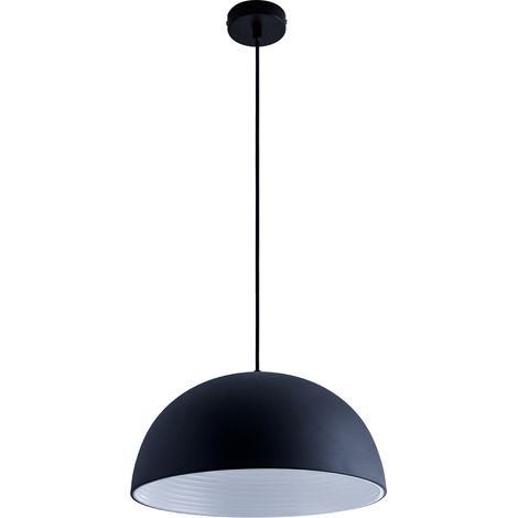 Paco Home Pendelleuchte Hängelampe Esszimmer Küchenlampe Hängend 1,5m Textilkabel Ã40,5cm ohne Leuchtmittel, Schwarz-Weiß