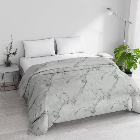 Couette d'hiver matelassée réversible en Microfibre Douce 250 x 245 cm Motif Marble (1/5)