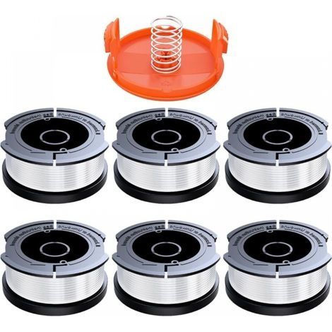 Pack de 6 bobines de fil coupe-bordure 1,65mm – 9m nylon polyamide – Système d'alimentation automatique – Compatible Black et Decker (1/4)