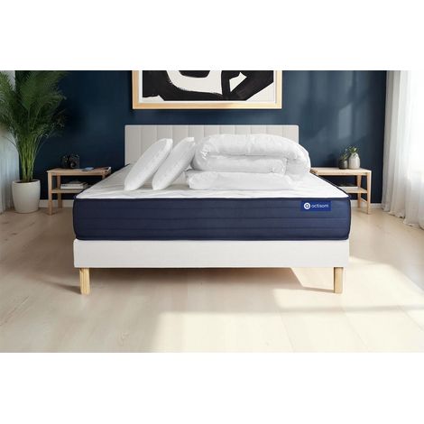 Pacchetto letto completo - Materasso 140x190cm + Box spring con doghe (kit) + 2 cuscini + Piumino - Actilatex Life (1/5)
