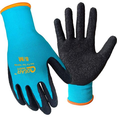 Lot de 3 paires de gants de jardinage, paume en latex texturé pour une meilleure adhérence, résistance aux épines, à l’eau et à la saleté, X-Large, turquoise, 6000 (1/5)