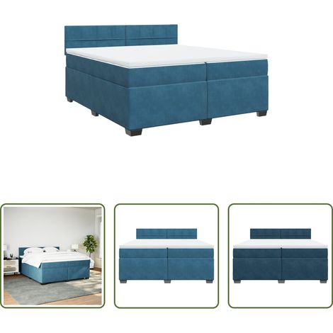 Matratze - Boxspringbett mit Matratze Blau 200x200 cm Samt (1/5)