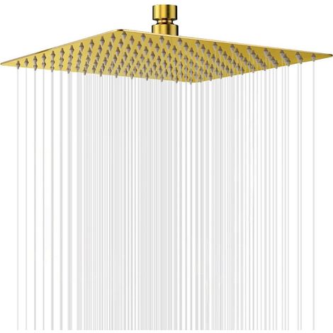 12 Zoll Regendusche Quadratisch Gold, Edelstahl, Anti-Kalk, Hochdruck, Einfache Montage (1/5)