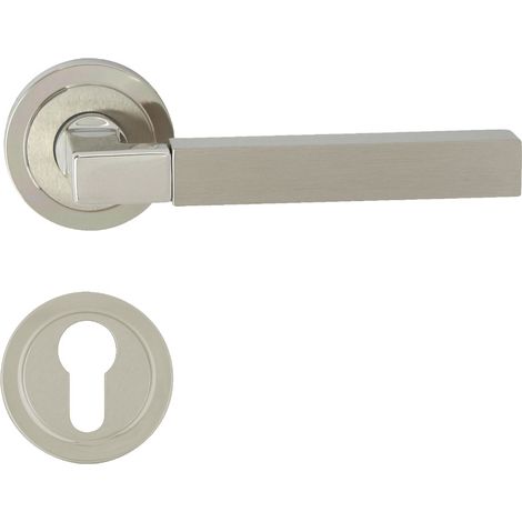 DOMINO Poignée de porte HELENA R M7 M9 PZ Poignée avec plaque PZ pour cylindre profilé Chromé/Nickel (1/5)